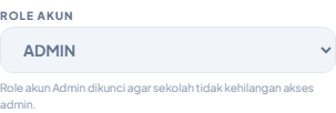 Role akun Admin terkunci