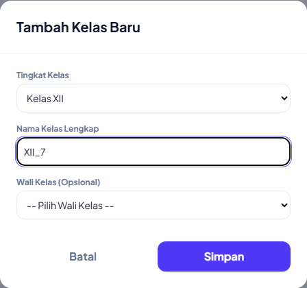 Form tambah kelas