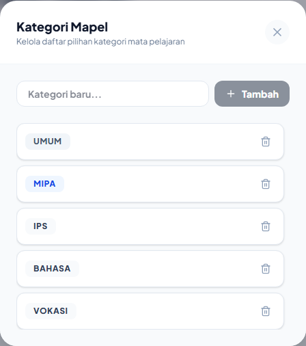 Kelola kategori mapel
