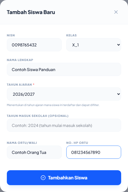 Form tambah siswa