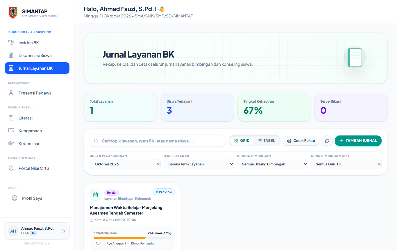 Daftar Jurnal Layanan BK