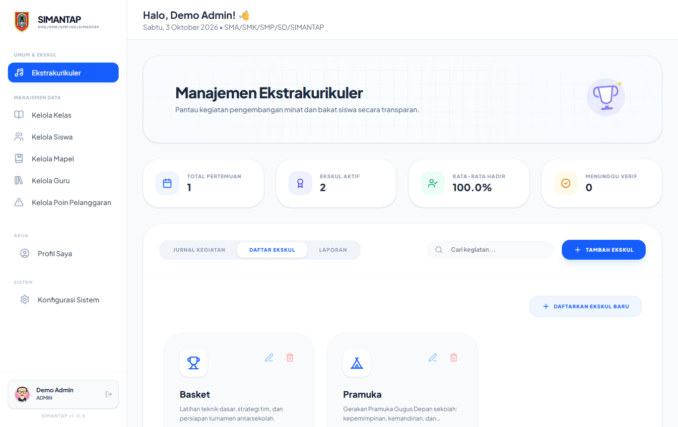 Daftar ekskul admin