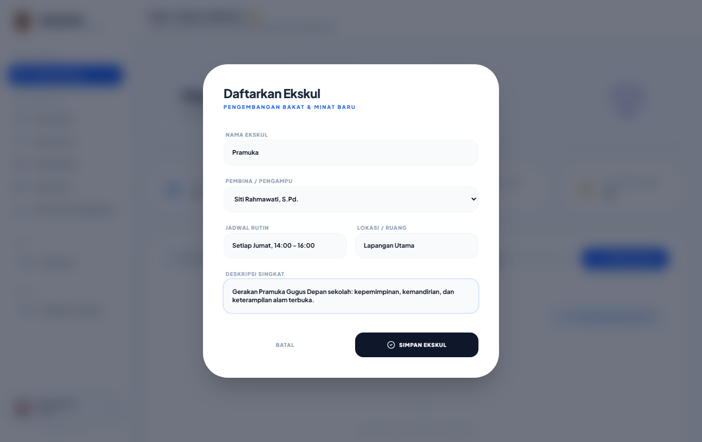Formulir Daftarkan Ekskul