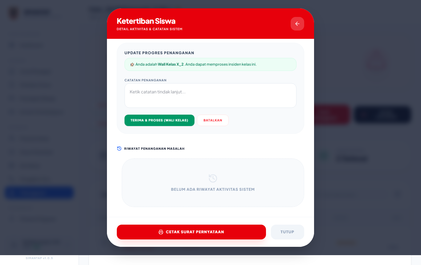 Tombol wali kelas untuk kasus baru