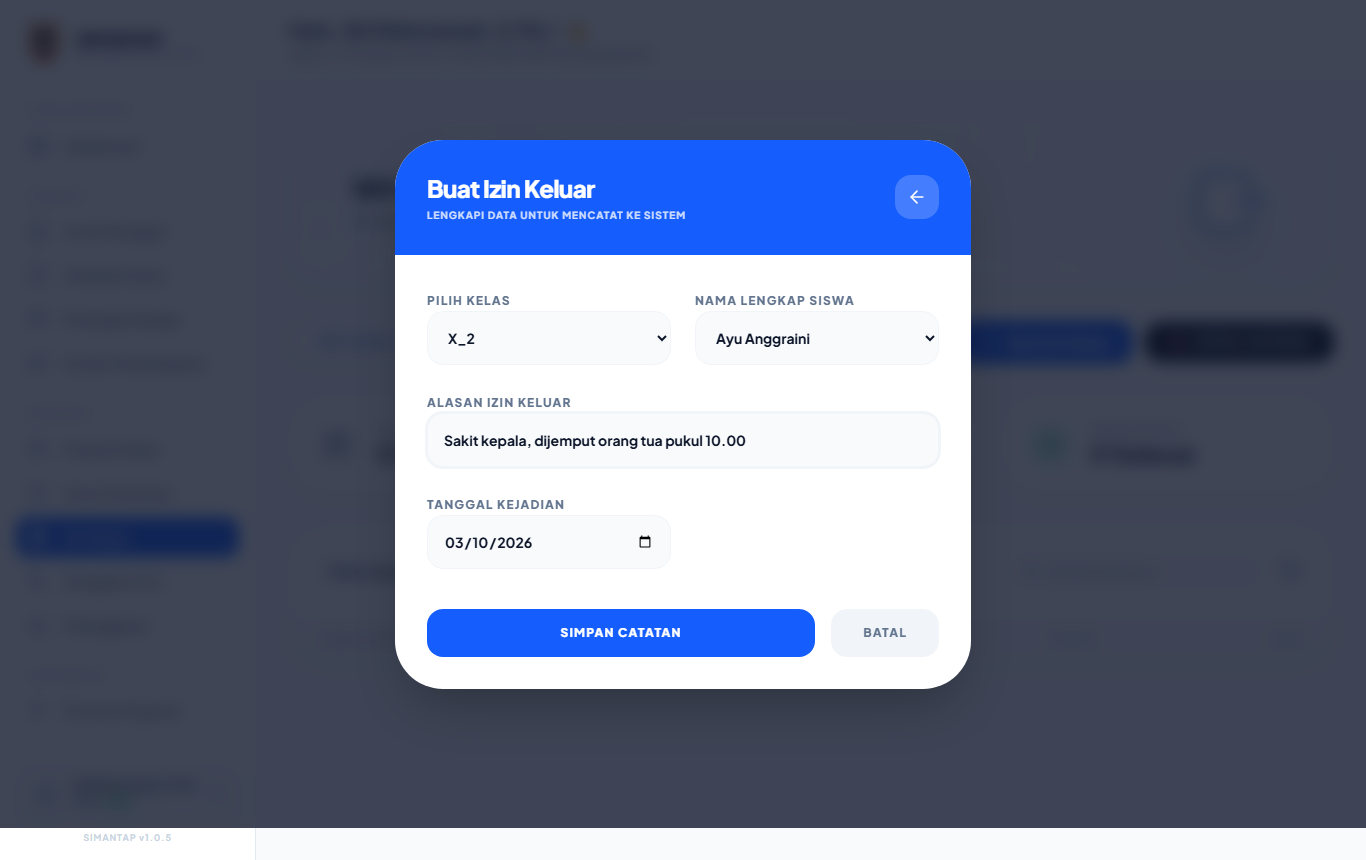Formulir Buat Izin Keluar
