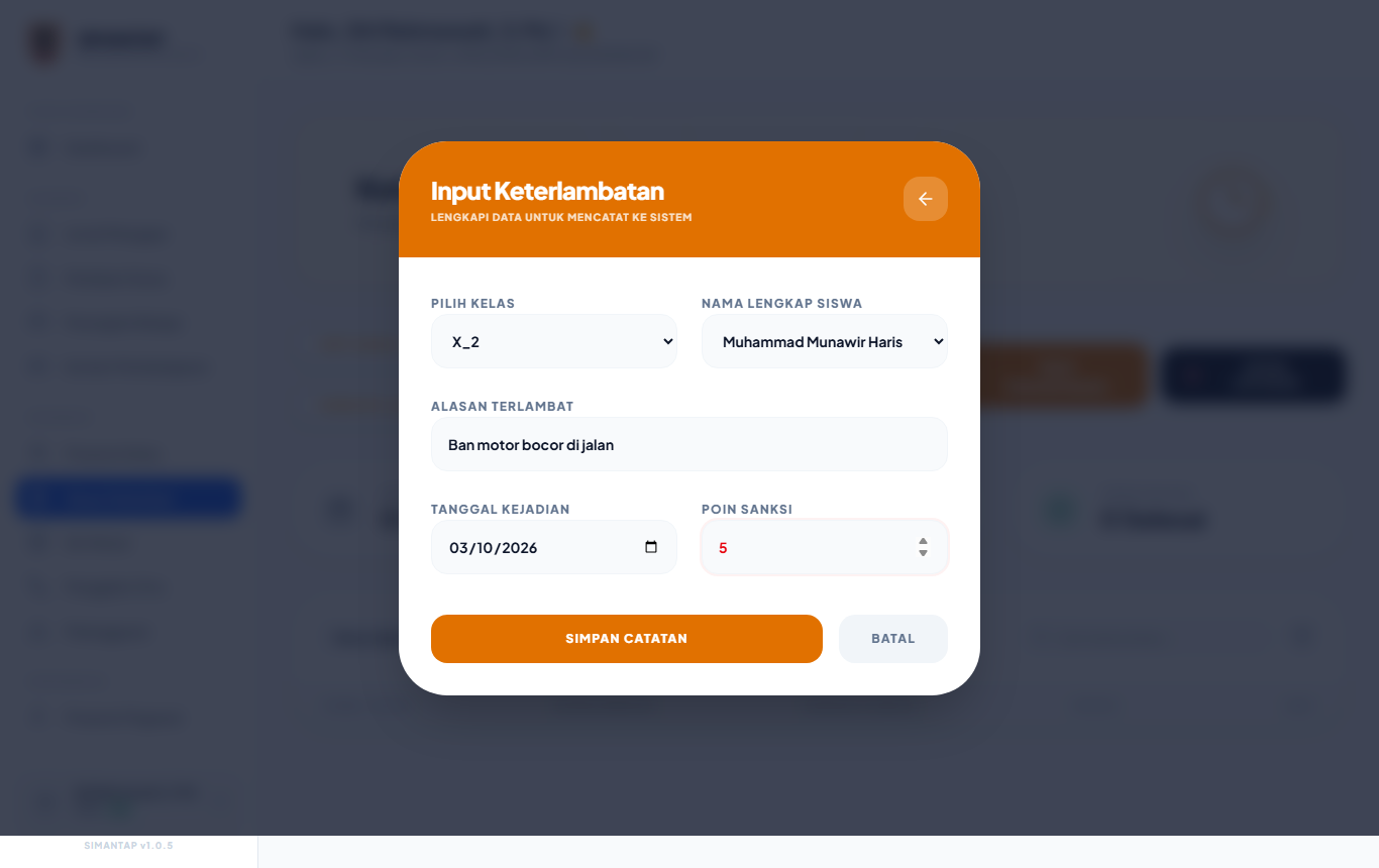 Formulir Input Keterlambatan