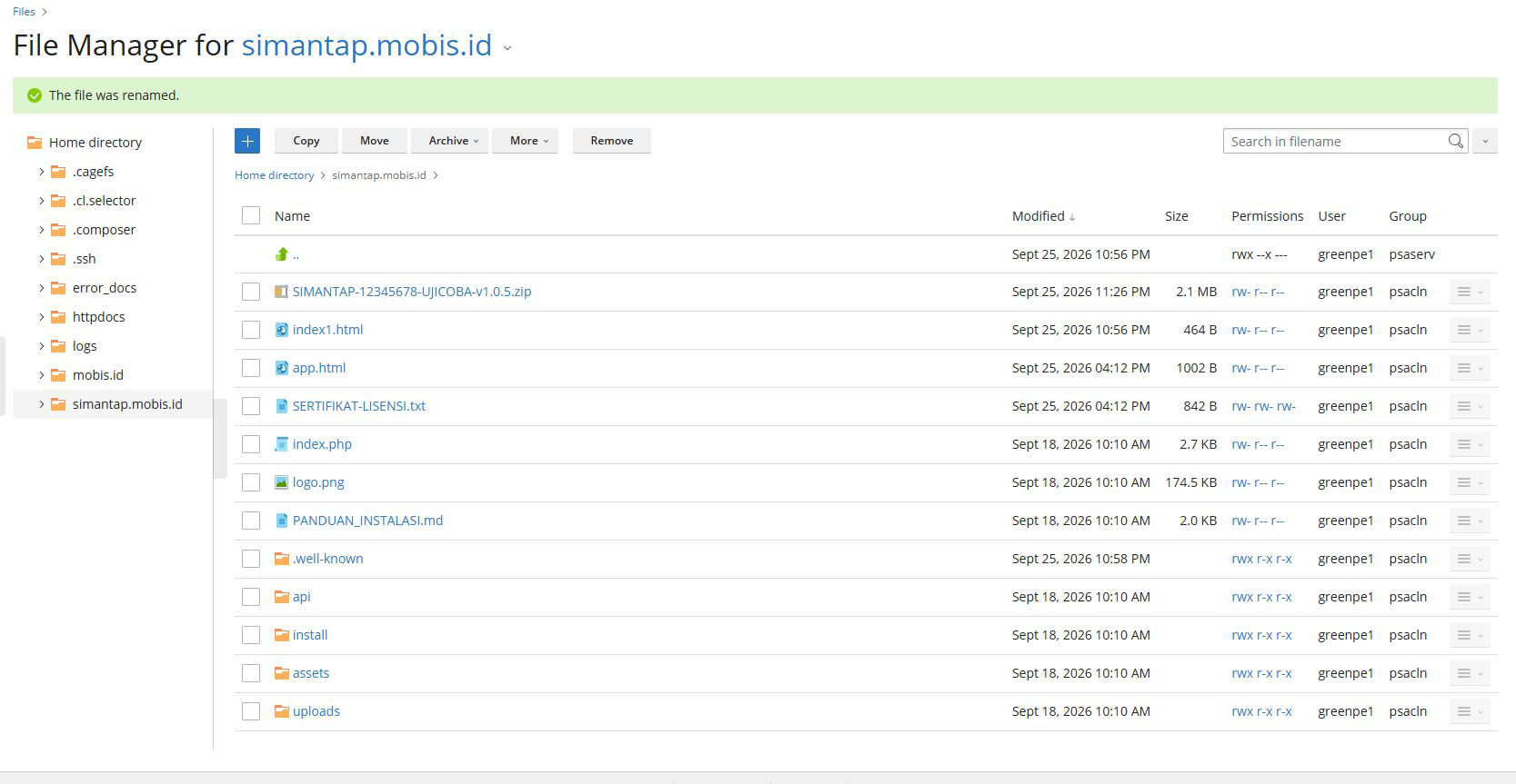 Isi folder setelah zip diekstrak