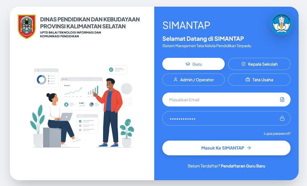 Halaman login SIMANTAP