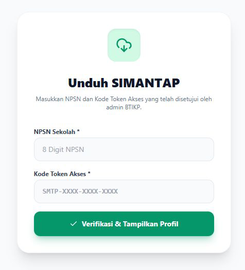 Formulir verifikasi NPSN dan token