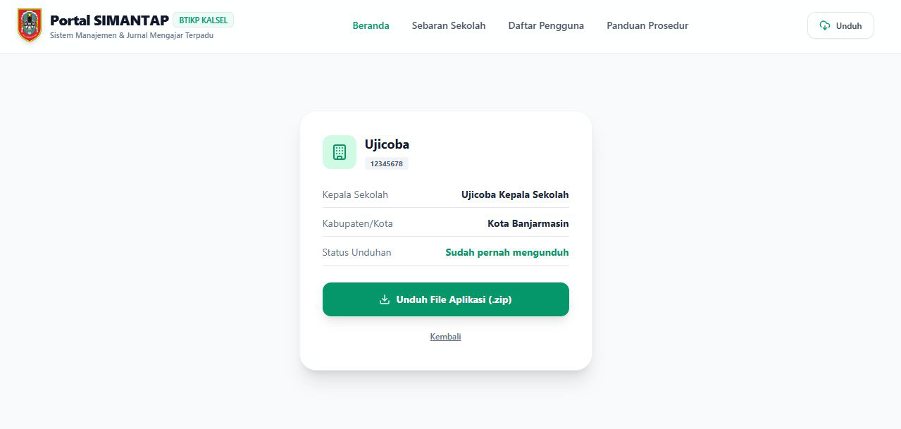 Profil sekolah dan tombol unduh