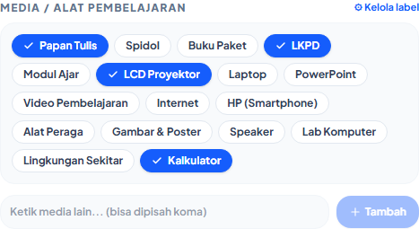 Label media pembelajaran