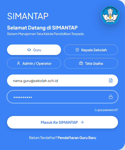 Formulir login terisi