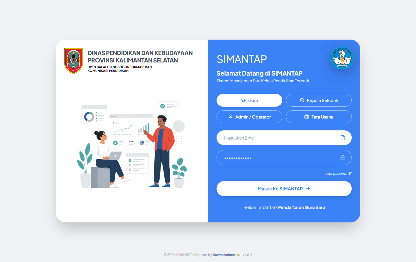 Halaman login SIMANTAP