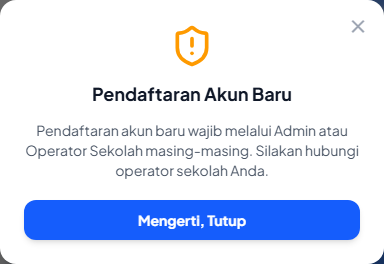 Jendela pendaftaran akun baru