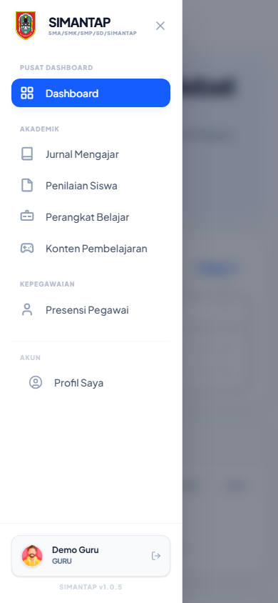 Menu terbuka di HP