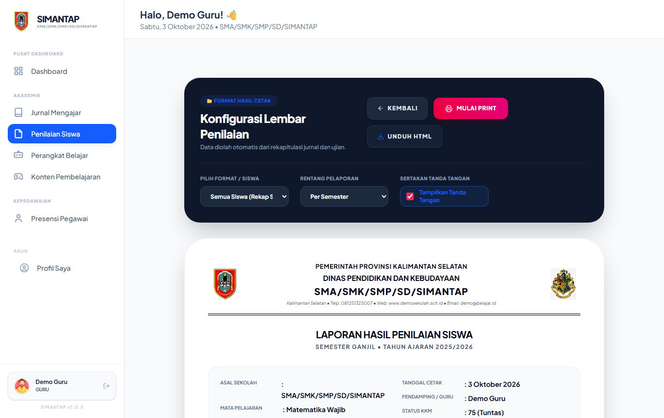 Konfigurasi lembar penilaian