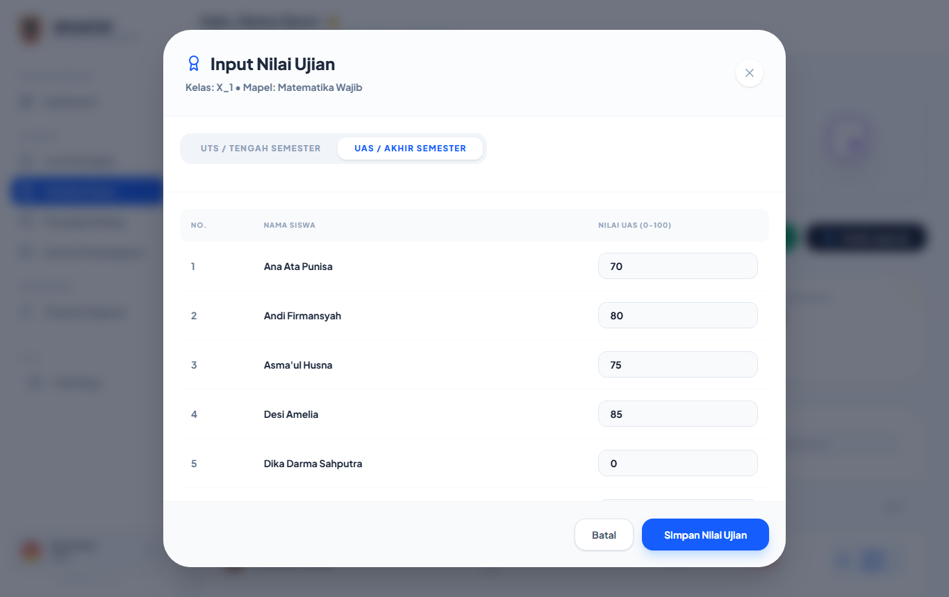 Input Nilai Ujian
