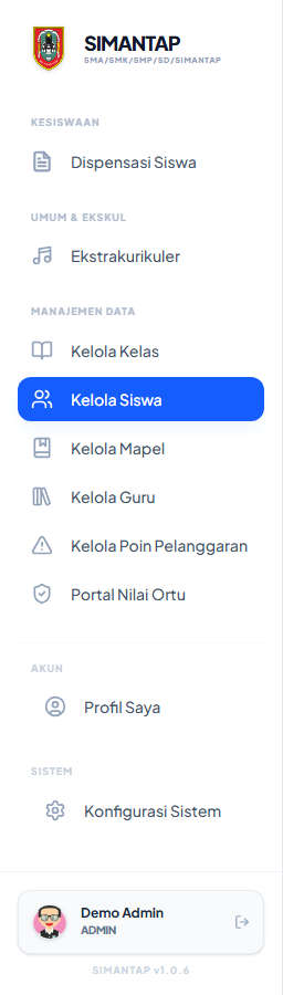 Menu admin