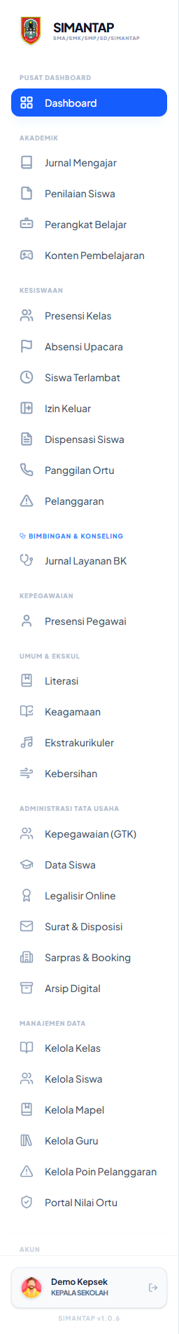 Menu kepala sekolah