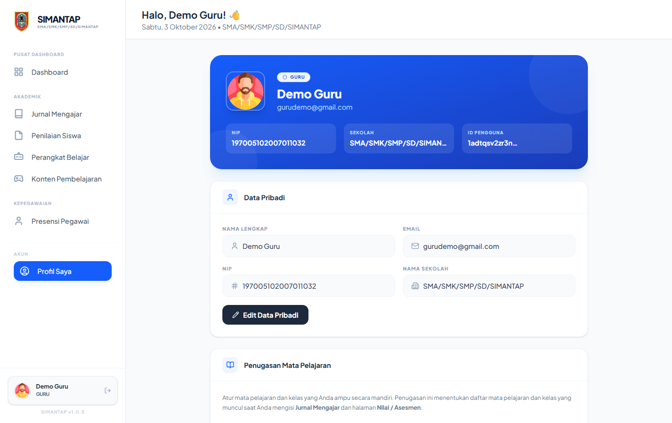 Halaman Profil Saya