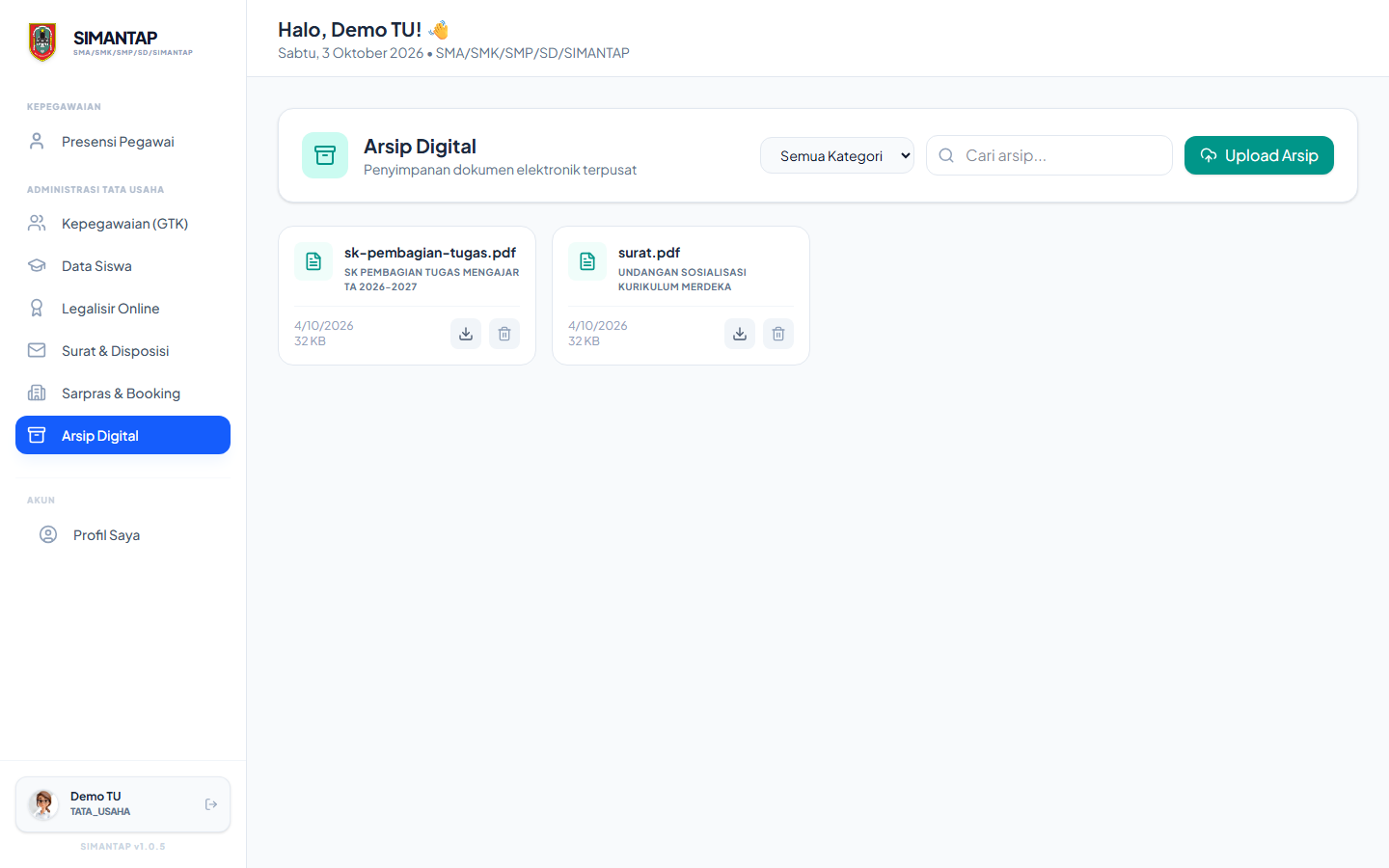 Daftar arsip digital