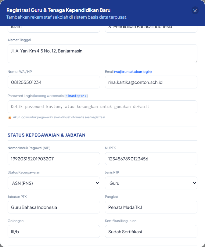 Formulir GTK baru bagian kepegawaian