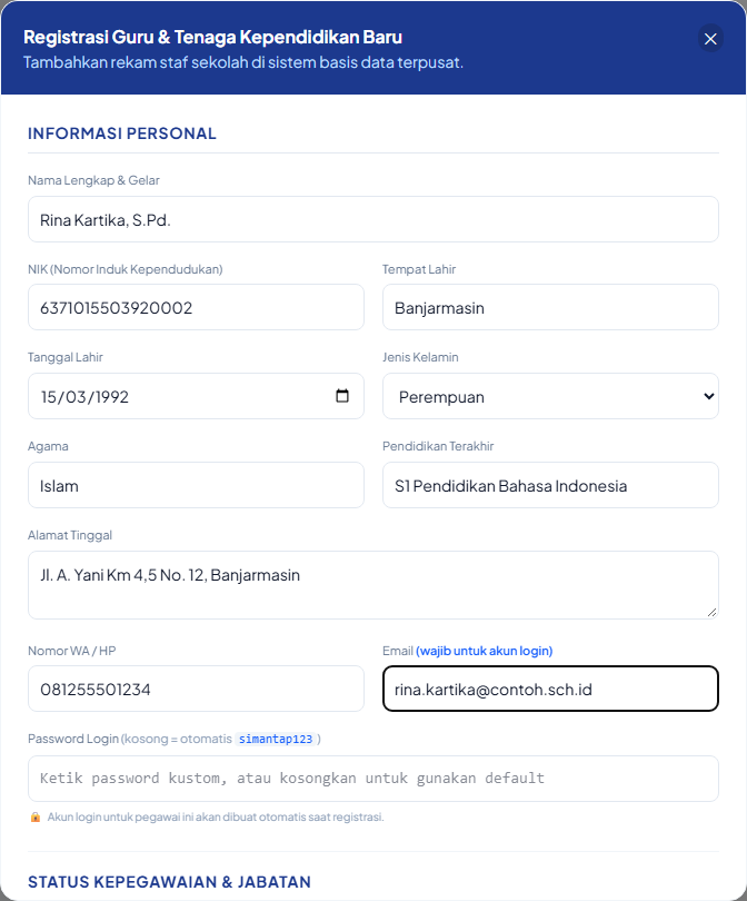 Formulir GTK baru bagian personal