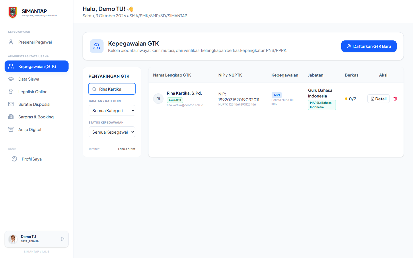 GTK baru di daftar