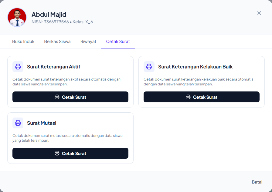 Tab Cetak Surat